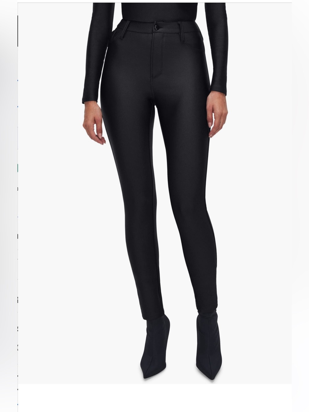 Good American Good Waist High Shine Compression Leggings pants size 10 black NWT